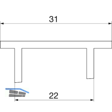GU Thermostep 204 Zwischenprofil 31 P2122, L=6000 mm, Kunststoff grau