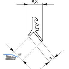 GU Dichtungsprofil P743, unten und vertikal, Kunststoff grau