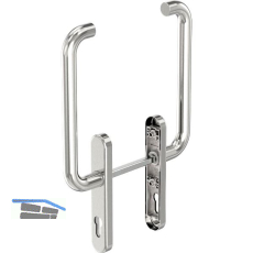 GU HS Drehgriffgarnitur RONDO 180� Griff innen/au�en mit PZ Edelstahl