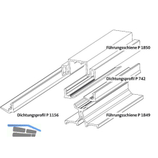 GU HS F�hrungsschienen-Set oben P1850 L=4900 mm silber eloxiert/Dichtung schwarz