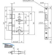 BMH Fluchtt�rschloss 1013 PZW, 1-flg. Funktion E/EN179,links,DM 65/24,Edelstahl