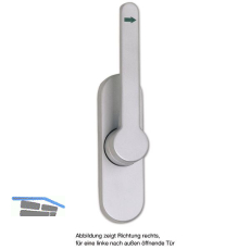 T�rtreibriegel aufliegend Pfeil, rund, rechts, Hub 25 mm, silber eloxiert