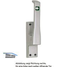 T�rtreibriegel aufliegend Pfeil, eckig, rechts, Hub 23 mm, silber eloxiert