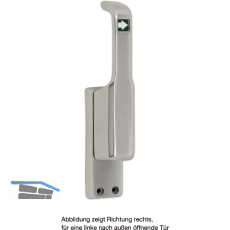 T�rtreibriegel aufliegend Pfeil, schwer, links, Hub 23 mm, silber eloxiert