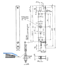 BKS Fluchtt�r-Umlenkschloss 1798, DM 35, Stulp 295 x 24 mm eckig, Edelstahl