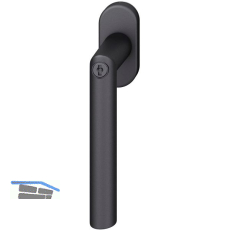 FSB Fenstergriff 34 1076 81415 abschlie�bar ovale Rosette,Aluminium schwarz matt