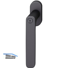 FSB Fenstergriff 34 1289 81415 abschlie�bar ovale Rosette,Aluminium schwarz matt