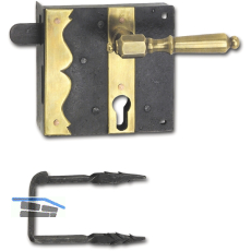 Rustikales Schlossset Newcastle PZ,rechts,DM75,Eisen verzinkt geschw�rzt/Messing