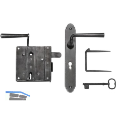 Rustikales Schlossset Drau BB, links, DM 73,5, Eisen verzinkt schwarz patiniert