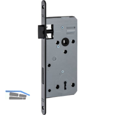 DORMAKABA Einstemmschloss ergo Keilbart,DM 50,VK8,Edelstahl schwarz matt RAL9005