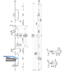 BKS Fluchtt�r-Mehrfachverriegelung 1917 2-flg.Funk.E,universal,U-Stulp,Edelstahl