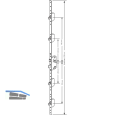GU MFV-Schloss Secury MR4 DIN, DM 65,Stulp 1750 x 20 x 2,5mm,eckig,silberf�rbig