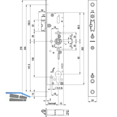 BKS Fluchtt�rschloss 1911 2-flg. selbstverriegelnd, eckig,DM 45, Edelstahl