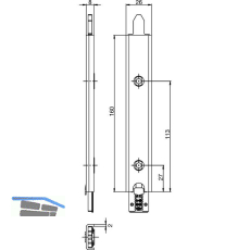 Anschlusseinheit zu Falzhebelgetriebe, Secury Automatic 160 mm, unten