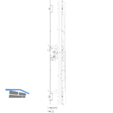 Fluchtt�r-Mehrfachverriegelung 2111 2-flg. Funktion B, links, rund, Edelstahl