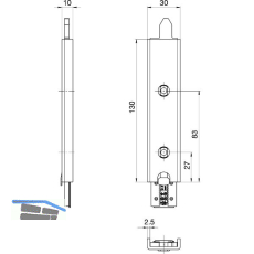 Anschlusseinheit zu Falzhebelgetriebe, Secury Automatic 130 mm,links, oben/unten