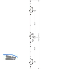 GU MFV-Schloss Secury Automatic �NORM,DM 65,Stulp 1750 x 20 x 2,5mm rund,silber