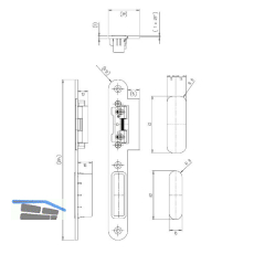 KFV Lappenschlie�blech 8050 mit AT-St�ck 115, 204 x 24 x 3mm, links, Edelstahl