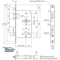 BMH Fluchtt�rschloss 6128 2-flg. Funktion B/EN 1125, rechts, Edelstahl