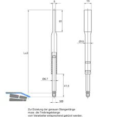 BMH Treibriegelstange 1104, 966 mm, f�r Planet-T�rdichter, unten, Stahl verzinkt