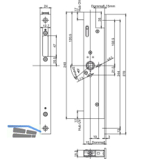 BKS Fluchtt�rtreibriegel 1990, DM 35, Stulp 270 x 24 x 3 mm eckig, Edelstahl