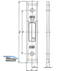 BKS Schlie�blech f�r MFV Secury Hauptfalle 1-flg, U-Stulp 24 x 6 x 120,Edelstahl