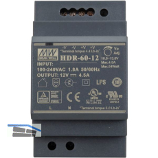 Netzger�t f�r Hutschiene HDR-60-12, 12V DC, 4,5 A, 54W, 52,5 x 90 x 58,4 mm