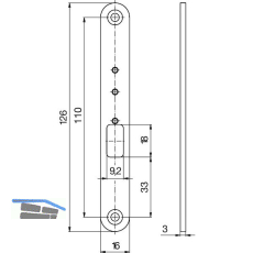 KFV Abdeckblech f�r Kabel�bergang ohne Geh�use, 16 x 126 x 3 mm, Edelstahl matt