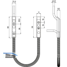 KFV Kabel�bergang verdeckt 180�,T�rseite 4m/Rahmenseite 8m Kabel,Steckverbindung