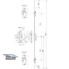 KFV MFV-Schloss BS 3700 DIN, DM 65,Stulp 2170 x 20 x 3 mm, eckig, verz. silber