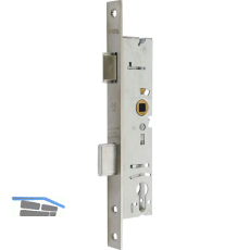 WSS Rohrrahmenschloss Flachstulp m. Falle und Riegel, universal, DM35, Edelstahl