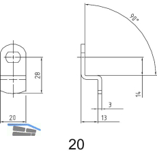 ASSA ABLOY Sperrnase f�r Elektronisches Schrankschloss Sense+PIN,Nr.20,gekr�pft