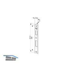 Schlie�blech EA 330 f�r Elektro-Sicherheitsschl�sser, 231,8 x 23,8 x 3 mm