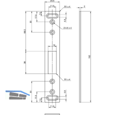 Schlie�blech EA 306 f�r Elektro-Mehrfachverriegelungsschl�sser, 152x24,5x2 mm