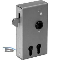 AMF Schiebetorschloss mit Schlosskasten u. Hakenfalle 140SD, 2 PZW, Stahl blank