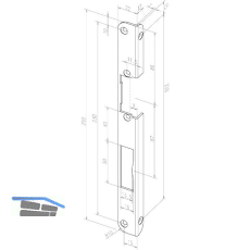 Winkelschlie�blech IW rund, rechts, 250 x 22x 12 mm, Edelstahl (51535-05)