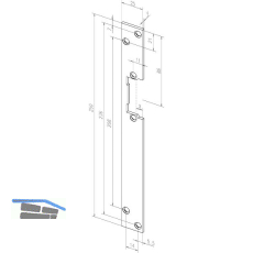 Flachschlie�blech HZ offen ohne Riegelausschnitt , 25x250x3, 01140-01,verzinkt