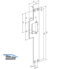 Lappenschlie�blech Lap lang, eckig ohne Riegelausschnitt,rechts,Stahl goldf�rbig
