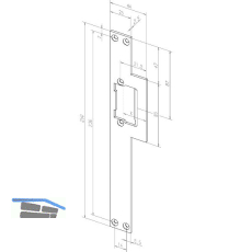 Lappenschlie�blech Lap lang, eckig ohne Riegelausschnitt,links,Stahl goldf�rbig