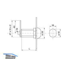 Blechmontagezylinder 19 mm gleichsperrend, Messing verchromt