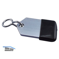 Hotelschl�sselanh�nger - flach, 50 mm, mit Gummi, Aluminium silber eloxiert