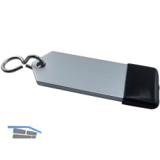 Hotelschl�sselanh�nger - flach, 80 mm, mit Gummi, Aluminium silber eloxiert