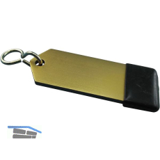 Hotelschl�sselanh�nger - flach, 80 mm, mit Gummi, Aluminium gold eloxiert