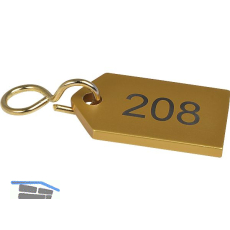 Hotelschl�sselanh�nger flach, mit Gravur 1-9999, Aluminium gold eloxiert