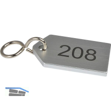 Hotelschl�sselanh�nger flach, mit Gravur 1-9999, Aluminium silber eloxiert