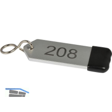 Hotelschl�sselanh�nger mit Gummi, H�he 80 mm, Gravur 1-9999, silber eloxiert