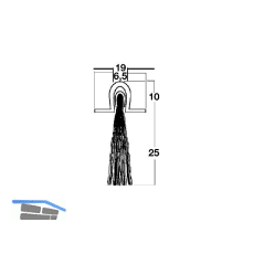 T�rdichtungsb�rste m. U-Profilleiste, 2000 mm, Borsten natur, Alu natur