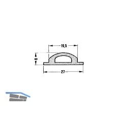 Dichtung zu Halteprofil oben und unten, Kunststoff ATPK schwarz, auf Ma�