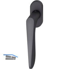 FSB Fenstergriff 34 1144 ovale Rosette, Aluminium schwarz matt