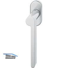 FSB Fenstergriff 34 1021 ovale Rosette, links, Edelstahl matt